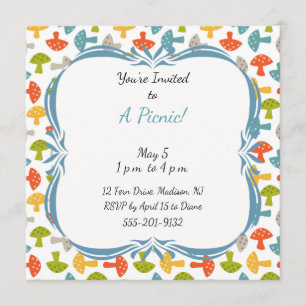 きのこを持つカスタムなピクニックパーティの招待状 招待状