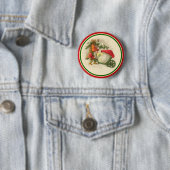 きのこを持つヴィンテージのクリスマスの小妖精や小人 缶バッジ (インサイチュ)