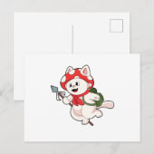 きのこを選ぶ猫としてのマッシュルーム ポストカード (正面/裏面)