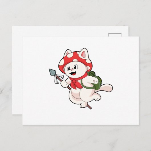 きのこを選ぶ猫としての猫 ポストカード (正面/裏面)