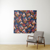 きのこイラストレーション布のラッピングパターン タペストリー (インサイチュ)