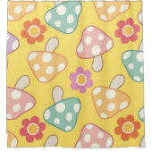 きのこカラフルとフローラシャワーカーテン シャワーカーテン (正面)