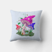 きのこカラフル |淡い青 クッション (裏面)