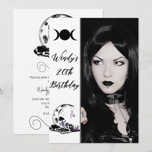 きのこクリスタルムーンガーデン誕生日パーティーの写真 招待状 (正面/裏面)