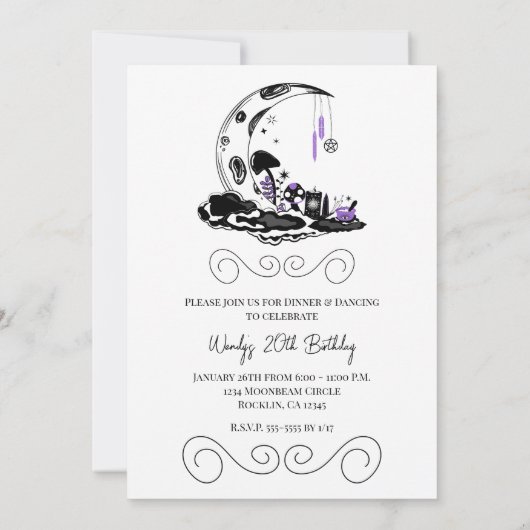 きのこクリスタルムーンガーデン誕生日パーティー写真 招待状 (裏面)