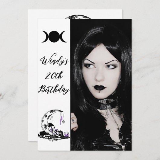 きのこクリスタルムーンガーデン誕生日パーティー写真 招待状 (正面/裏面)