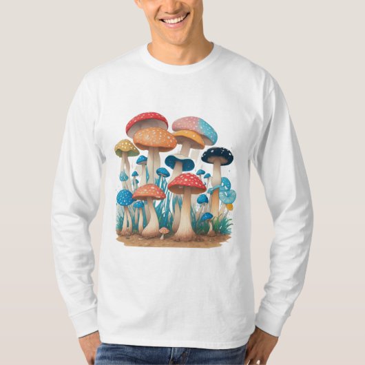 きのこサイケデリックシャツ |植物学 Tシャツ (正面)