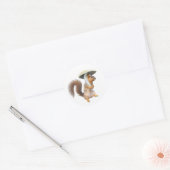 きのこシール付きリス ラウンドシール (封筒)