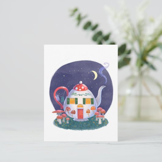 きのこティーポットコテージ葉書 ポストカード (スタンド正面)