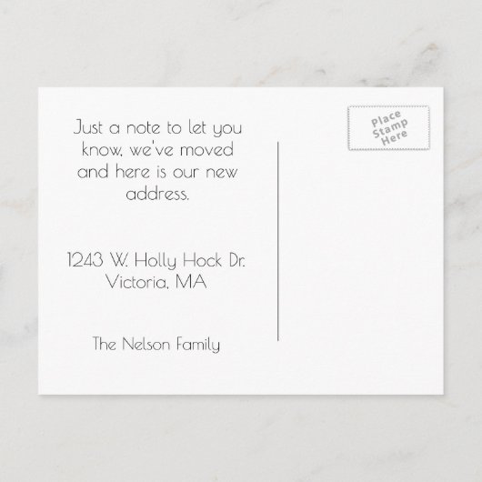 きのこハウスはがきの変更 案内ポストカード (裏面)