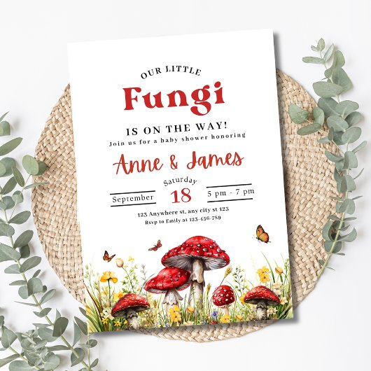 きのこベイビーシャワー招待状、森の小さなきのこ 招待状