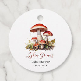 きのこベイビーシャワー招待状、秋の男女平等  フェイバータグ