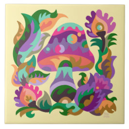 きのこレインボー魔法セラミックタイル タイル