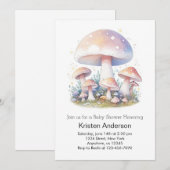 きのこワンダーランドの魔法の少女ベビーシャワー 招待状 (正面/裏面)