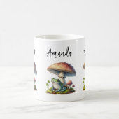 きのこ下のカエル かわいい自然 コーヒーマグカップ (中央)