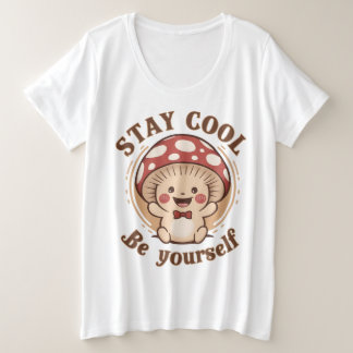 きのこ前向き プラスサイズTシャツ