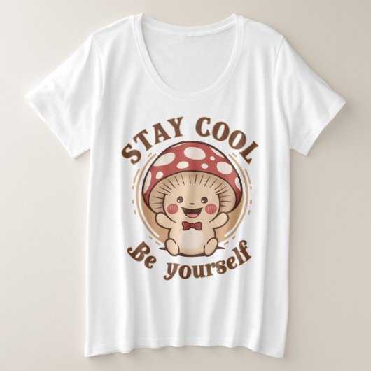 きのこ前向き プラスサイズTシャツ (デザイン正面)