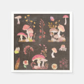 きのこ及び野生の花 スタンダードカクテルナプキン (正面)