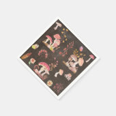 きのこ及び野生の花 スタンダードカクテルナプキン (角)