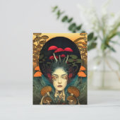 きのこ女性葉書 ポストカード (スタンド正面)