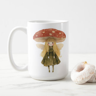 きのこ妖精ガールウォーターカラーコーヒーマグ コーヒーマグカップ