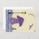 きのこ家付きポストカード、ランプのポスト、猫 ポストカード (正面/裏面)