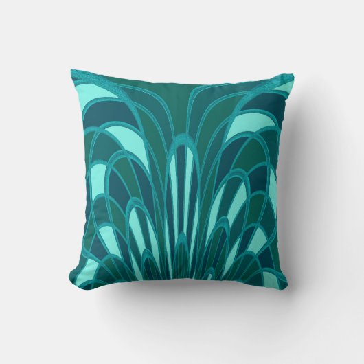 きのこ抽象芸術-アールデコ-海 クッション (正面)