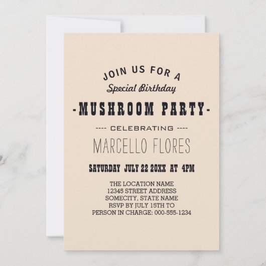 きのこ猫 招待状 (裏面)