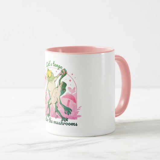 きのこ舞と素敵なカエルのカップル マグカップ (正面右)