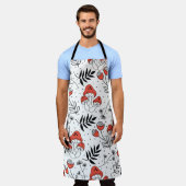 きのこ菌の継ぎ目のないヴィンテージ反復パターン。李 エプロン (着用した状態)