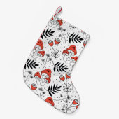 きのこ菌の継ぎ目のないヴィンテージ反復パターン。李 スモールクリスマスストッキング (正面 (吊り時))