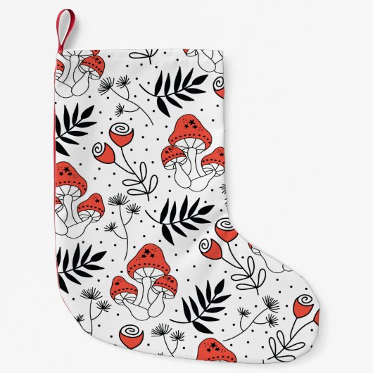 きのこ菌の継ぎ目のないヴィンテージ反復パターン。李 スモールクリスマスストッキング (正面)