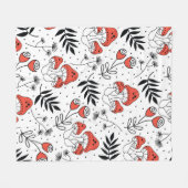 きのこ菌の継ぎ目のないヴィンテージ反復パターン。李 フリースブランケット (正面(横))