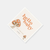 きのこ赤ちゃんシャワー招待状 |オレンジとブラウン スタンダードカクテルナプキン (角)