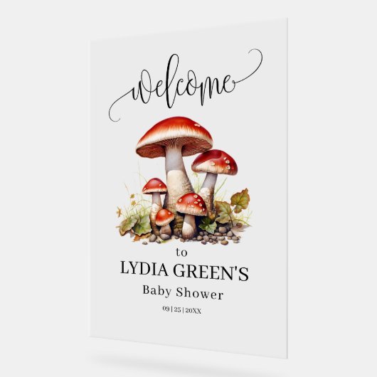 きのこ赤ちゃんシャワー招待状、秋赤ちゃんシャワー アクリルサイン (傾斜)