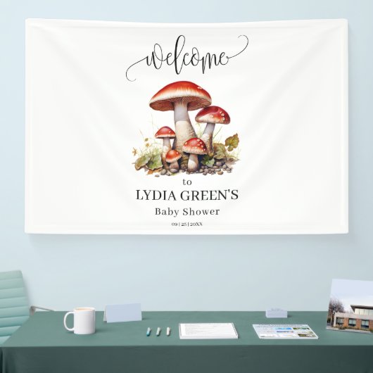 きのこ赤ちゃんシャワー招待状、秋赤ちゃんシャワー 横断幕 (トレードショー)