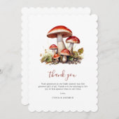 きのこ赤ちゃんシャワー招待状、秋 男女兼用 サンキューカード (正面/裏面)