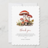 きのこ赤ちゃんシャワー招待状、秋 男女兼用 サンキューカード (正面)