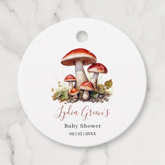 きのこ赤ちゃんシャワー招待状、秋 男女兼用 フェイバータグ (正面)