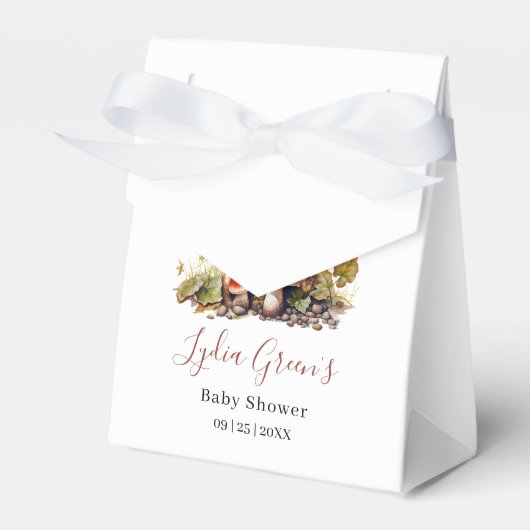 きのこ赤ちゃんシャワー招待状、秋 男女兼用 フェイバーボックス (正面サイド)