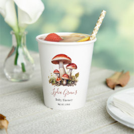 きのこ赤ちゃんシャワー招待状、秋 男女兼用 紙コップ