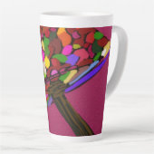 きのこ顔キャラクターアート 大きなマグカップ カフェラテマグ (右アングル)