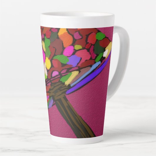 きのこ顔キャラクターアート 大きなマグカップ カフェラテマグ (右アングル)