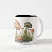 きのこ類の詳細イラストレーション ツートーンマグカップ (正面右)