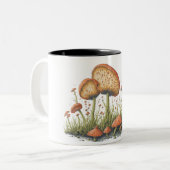 きのこ類の詳細イラストレーション ツートーンマグカップ (正面左)