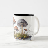 きのこ類の詳細イラストレーション ツートーンマグカップ (正面右)