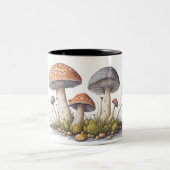 きのこ類の詳細イラストレーション ツートーンマグカップ (中央)