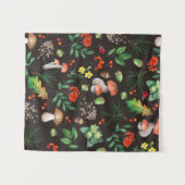 きのこ、ナッツ、、どんぐりなどの継ぎ目葉のない模様 タペストリー (正面(横))