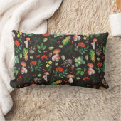 きのこ、ナッツ、、どんぐりなどの継ぎ目葉のない模様 ランバークッション (ブランケット)