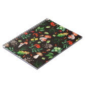 きのこ、ナッツ、葉園、どんぐりを含むシームレスなパターン ノートブック (左側)